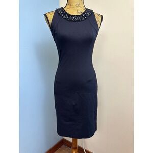 L'Wren Scott Banana Republic Sz Dress LBD Black Beaded Halter Sequin Whimsigoth